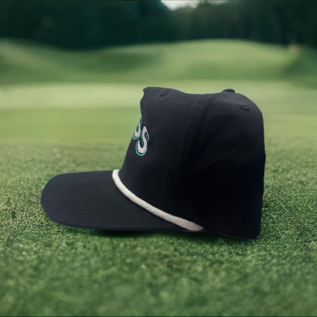 Black Hat with White Rope - Classic Golf Cap